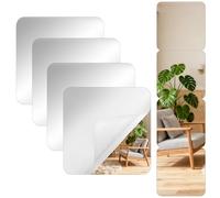 NZNSML 5 Pcs Stick on Mirror 20 x 20 cm Self Adhesive Acrylic Mirror 2 mm Thick for Wardrobe Doors Wall Bathroom Bedroom Living Room Square