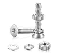 NZNSML 50 Sets Countersunk Nuts and Bolts M4x40 mm Hex Socket Countersunk Screws 304 Stainless Steel Machine Screws with Nuts and Washers Metric Standard Thread for Furniture Assembly
