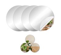 NZNSML 8 Pcs Stick on Mirror 15 x 15 cm Self Adhesive Acrylic Mirror 2 mm Thick for Wardrobe Doors Wall Bathroom Bedroom Living Room Round