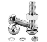 NZNSML M2x25 mm Bolts and Nuts Set, 80 Pcs Hex Socket Button Head Machine Screws 304 Stainless Steel Round Bolt Allen Screw with Nuts and Washers Full Thread for Wood Furniture