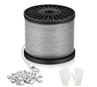 NZNSML Wire Rope Stainless Steel 2 mm, 50 M Wire Cable Heavy Duty 7x7 Strand Core Garden Hanging Cable with Aluminum Crimping Clamps Loop Sleeve for Hanging Pictures Plants Clothes Line Garden