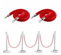 NZPOST Crowd Control Barriers Ropes,2 3 4 5 6 7 8 Foot Long Velvet Rope 1 2 4 6 Pack, Indoor Outdoor Red Crowd Control Ropes Ba