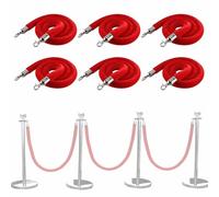 NZPOST Crowd Control Barriers Ropes,2 3 4 5 6 7 8 Foot Long Velvet Rope 1 2 4 6 Pack, Indoor Outdoor Red Crowd Control Ropes Ba