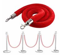 NZPOST Crowd Control Barriers Ropes,2 3 4 5 6 7 8 Foot Long Velvet Rope 1 2 4 6 Pack, Indoor Outdoor Red Crowd Control Ropes Ba