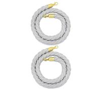 NZPOST Crowd Control Barriers Ropes,Silver Stanchion Ropes Set of 2, Crowd Control Rope Barrier, Long Braided Ropes for Grand O