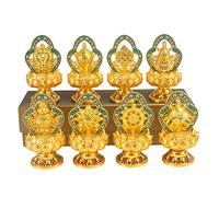 NZPOST Eight Treasures Decoration Tibetan Tantra Hand Painted Buddha Auspicious Eight Treasures Alloy Crafts Buddhist Supplies Home Enshrine Temple Decoration,Blue