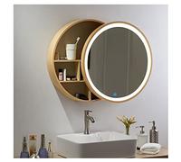 NZPOST LED Lighted Bathroom Mirror Cabinet with Storage Wall Mounted Vanity Mirror for Bathroom Round Mirror for Bedroom Washro