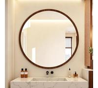 NZPOST Natural Round Wood-Frame Mirror for over-Sink,Entryway,Hallway,Vanity (80Lx80Wcm)
