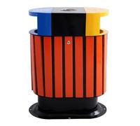 NZPOST Outdoor Sorting Trash Can with Lid and Ashtray: Double-Barrel Garbage Container for Park,School