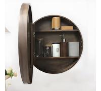 NZPOST Round LED Bathroom Mirror Cabinet with Lights and Smart Touch Switch Wall Mounted Vanity Medicine Cabinet Organizer (Bro