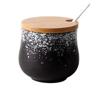 NZPOST Sugar Bowl,Seasoning Canister, Japanese Sugar Bowl with Lid, Retro Ceramic Storage Jar,200ml Small Sugar Pot, Sugar Con