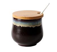 NZPOST Sugar Bowl,Seasoning Canister, Japanese Sugar Bowl with Lid, Retro Ceramic Storage Jar,200ml Small Sugar Pot, Sugar Con