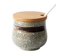 NZPOST Sugar Bowl,Seasoning Canister, Japanese Sugar Bowl with Lid, Retro Ceramic Storage Jar,200ml Small Sugar Pot, Sugar Con