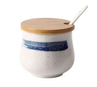 NZPOST Sugar Bowl,Seasoning Canister, Japanese Sugar Bowl with Lid, Retro Ceramic Storage Jar,200ml Small Sugar Pot, Sugar Con