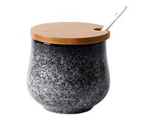 NZPOST Sugar Bowl,Seasoning Canister, Japanese Sugar Bowl with Lid, Retro Ceramic Storage Jar,200ml Small Sugar Pot, Sugar Con