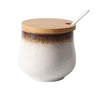 NZPOST Sugar Bowl,Seasoning Canister, Japanese Sugar Bowl with Lid, Retro Ceramic Storage Jar,200ml Small Sugar Pot, Sugar Con