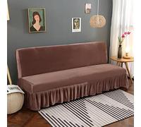 NZPOST Velvet Sofa Bed Cover with Ruffle Skirt Thick Soft Fabric Futon Slipcover Furniture Protector for Living Room Elastic B