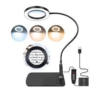 NZQXJXZ 10X 20X Magnifying Glass with Light and Stand, Magnifying Lamp with 72 LEDs, 3 Color Modes and 10 Stepless Dimmable, Desk Lamp for Hobbies, Reading, Close Work, Jewelry