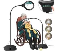 NZQXJXZ 10X 30X Magnifying Glass with Light and Stand, 2-in-1 Flexible Gooseneck Floor Magnifying Lamp with 36 Adjustable Brightness LEDs, 3 Color Modes Lighted Magnifier for Sewing, Crafts, Hobbies