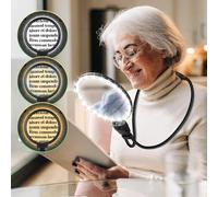 NZQXJXZ 10X Hands Free Magnifying Glass with Light, Adjustable Magnifying Glass for Reading Close Work, 3 Color LED Light Flexible Gooseneck HD Large Magnifier for Books,Sewing Seniors