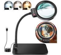 NZQXJXZ 10X Magnifying Glass with Light and Stand, 3 Color Modes, Adjustable Gooseneck Magnifying Desk Lamp, Ideal LED Magnifying Lamp for Hobbies, Work, and Reading