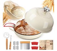 NZQXJXZ 26cm Enamelled Cast Iron Dutch Oven Pot, Cast Iron Casserole Dish with Lid, Non-Stick Dutch Oven Set for Braising, Stews, Roasting, Bread Baking