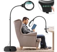 NZQXJXZ 3-in-1 Magnifying Glass with Light and Stand, 30X 10X Flexible Gooseneck Floor Magnifying Lamp with 36 LEDs, 3 Color Modes, Desk Magnifier with Clamp for Reading, Sewing, Crafts, Hobbies