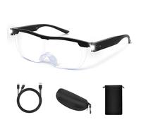 NZQXJXZ 300% Anti Blue Magnifying Glass with Light, Rechargeable LED Illuminated Magnifying Glasses, Hands-Free Reading Magnifier with Light for Seniors, Close Use, Hobbies, Reading, Crafts, Black