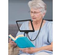 NZQXJXZ 5X Hands Free Magnifying Glass for Reading, Flexible Gooseneck Full-Page Magnifying, 8"x5"Large Page Magnifier for Small Prints & Low Vision Seniors with Aging Eyes