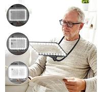 NZQXJXZ 5X Hands Free Magnifying Glass with Light Hanging neck, Flexible Gooseneck Full-Page Magnifying, 7,8" x 5,7"Large Page Magnifier for Reading Small Prints & Low Vision Seniors with Aging Eyes