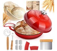 NZQXJXZ Enamelled Cast Iron Dutch Oven Pot, 26cm Cast Iron Casserole Dish with Lid, Non-Stick Dutch Oven Set for Braising, Stews, Roasting, Bread Baking