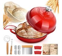 NZQXJXZ Enamelled Cast Iron Dutch Oven Pot, 26cm Cast Iron Casserole Dish with Lid, Non-Stick Dutch Oven Set for Braising, Stews, Roasting, Bread Baking