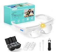 NZQXJXZ Magnifying Glasses with LED Light & 3 Color Temperatures, Rechargeable Hands-Free Headband Magnifier with 1.5X 2.5X 3.5X 5X Interchangeable Lenses for Hobby, Crafts,Watch Repair