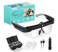NZQXJXZ Magnifying Glasses with Light & 3 Color Temperatures, Rechargeable Hands-Free Headband Magnifier with 1.5X 2.5X 3.5X 5X Interchangeable Lenses for Reading, Crafts, Jewelry, Watch Repair