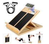 NZQXJXZ Upgrade Timekeeping Slant Board for Calf Stretching, 4 Adjustable Angles Wooden Calf Stretcher Incline Board with Stretch Straps, Non-Slip Calf Stretch Board for Home, Gym, Outdoor Use