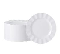 NZVCN 72 Pack Plastic White Round Dessert Plates, 7" Disposable Salad Wave Plates Elegant Heavy Duty Plate for Party, Wedding, Thanksgiving, Christmas