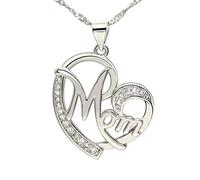 NZVCQVPU 14 Carat Necklace for Women, Necklace for Diamond Mom Heart Figaro Necklaces for Adults