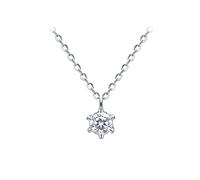 NZVCQVPU 14K White Bride Necklace Sets for Wedding Round Shape White Moissanite Pendant Necklace for Mom