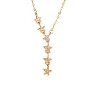 NZVCQVPU 14K Yellow Pendant Necklace for Women, Charm Choker Dainty Necklaces Long Star with Round Lab Diamond Chain Necklace for Women