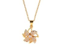 NZVCQVPU 14K Yellow Pendant Necklace for Women, Charm Choker Dainty Necklaces Windmill with Round Lab Diamond Chain Necklace for Women