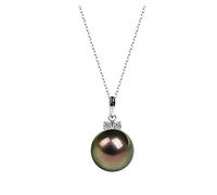NZVCQVPU 18k perlas colgante redondo de perlas tahitianas negras para mujeres esposa mamá