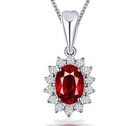 NZVCQVPU 18K White Necklaces for Women, Necklaces for Bride Moissanite Flower Shape with Oval Ruby 0.55/0.75Ct Lab Created