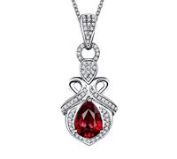 NZVCQVPU 18K White Necklaces for Women Real White with Pendant, Ruby Pendant Necklace Teardrop with 1Ct Ruby Lab Created