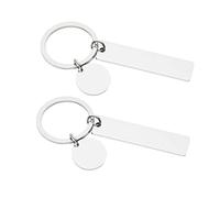 NZVCQVPU 2Pcs Stainless Steel DIY Blank Keychains Stamping Pendants for Crafting Durable Charms for Keyrings Tags Souvenirs