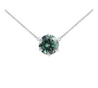 NZVCQVPU 9K White Necklace for Woman,6 Claws Round with Moissanite Necklaces for Women Green for Wedding