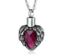 NZVCQVPU Ash Holding Necklace for Men, Memorial Urn Necklace for Women Stainless Steel Wing Heart Pendant with Zirconia