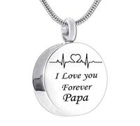 NZVCQVPU Ashes Keepsake Necklace,Round and ECG with Engraving I Love You Forever... Stainless Steel Necklaces for Ashes Cremation Necklace for Ashes