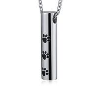 NZVCQVPU Ashes Necklace for Women Pet, Customizable Urn Necklaces for Ashes Stainless Steel Cylinder Pendant with Paw Print