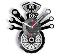 NZVCQVPU Bicycle Repairing Tools 3D Decorative Wall Clock Bike Repairment Bike Shop VInyl Record Wall Watch Cycling Store Hanging Decor Music