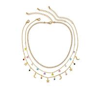 NZVCQVPU Colorful Beaded, Layered Choker Plated Star Moon Shape Birthday Gift for Women
